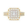 Thumbnail Image 2 of Princess-Cut Diamond Double Halo Engagement Ring 1-1/5 ct tw 14K Yellow Gold