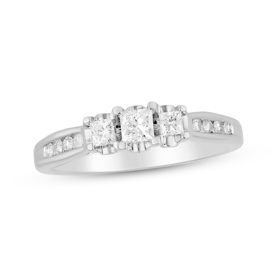 Adore Princess-Cut Diamond Three-Stone Engagement Ring 1/2 ct tw 14K White Gold