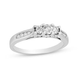 Round-Cut Diamond Three-Stone Engagement Ring 1/2 ct tw 14K White Gold