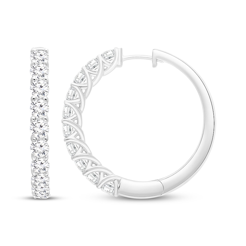 Lab-Created Diamonds by KAY Hoop Earrings 4 ct tw 10K White Gold 33mm