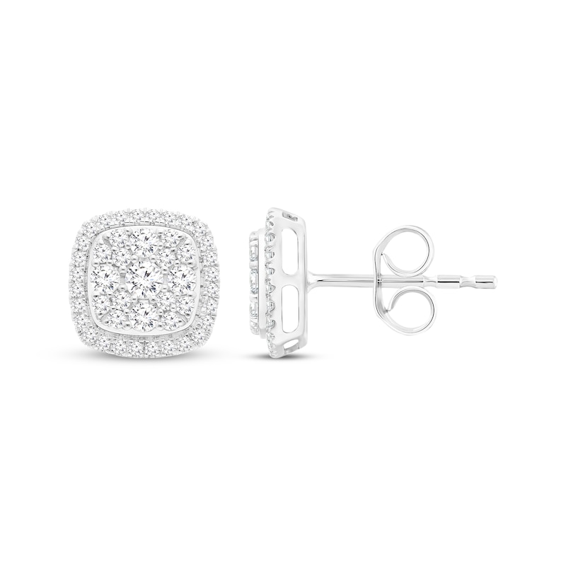 Lab-Created Diamonds by KAY Composite Cushion-Frame Stud Earrings 2 ct tw 10K White Gold