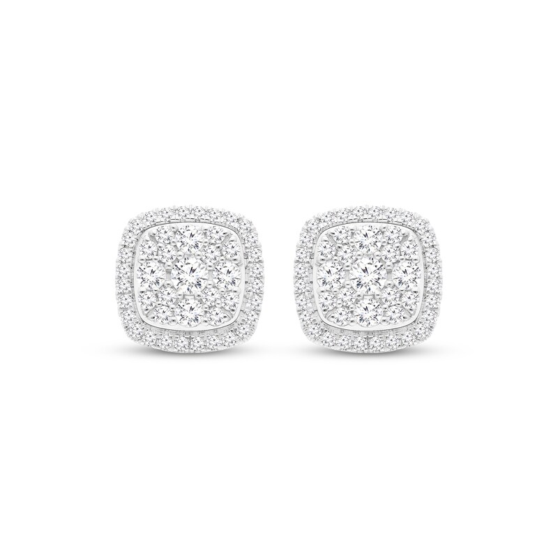 Lab-Created Diamonds by KAY Composite Cushion-Frame Stud Earrings 2 ct tw 10K White Gold