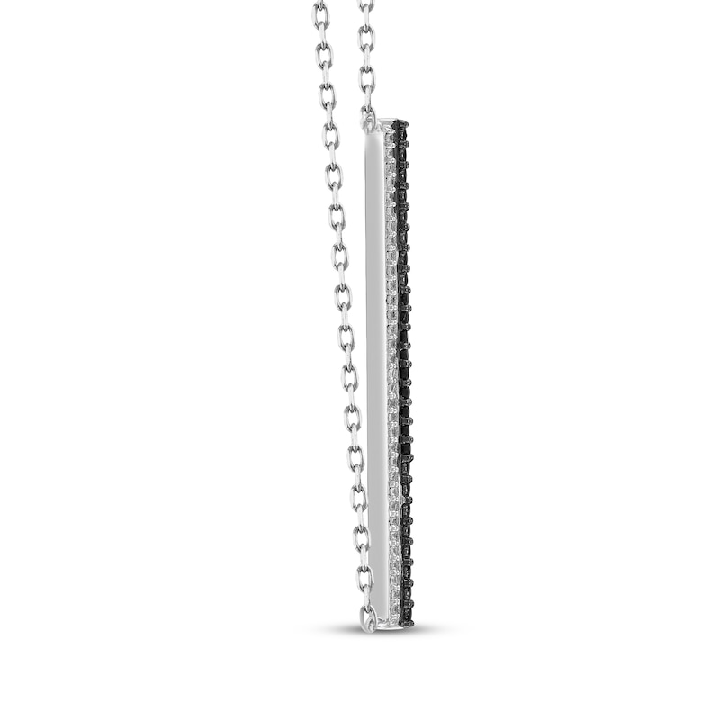 Main Image 2 of Black & White Diamond Bar Necklace 1/4 ct tw 10K White Gold 18"
