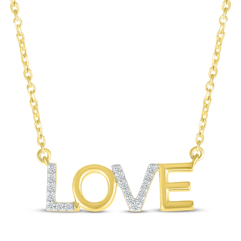 Main Image 1 of Diamond "Love" Necklace 1/15 ct tw 10K Yellow Gold 18"