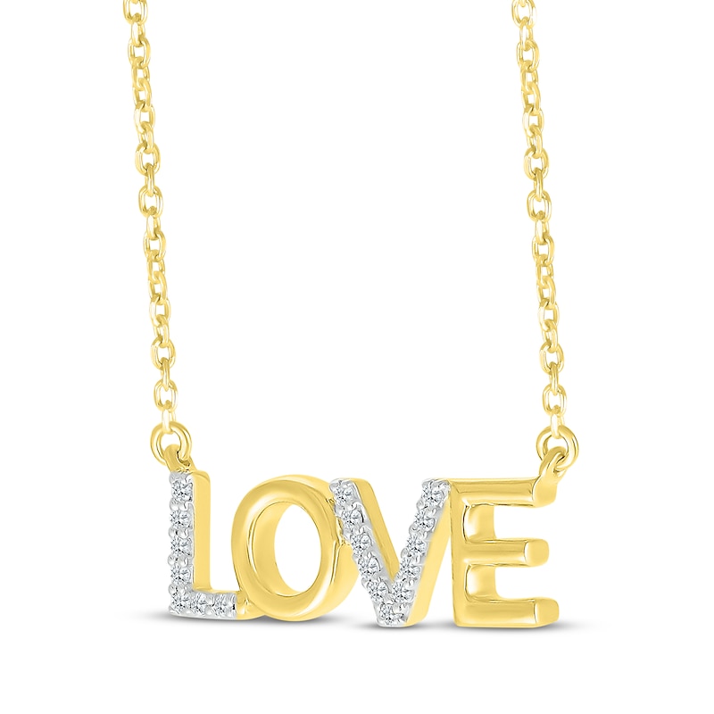 Main Image 2 of Diamond "Love" Necklace 1/15 ct tw 10K Yellow Gold 18"