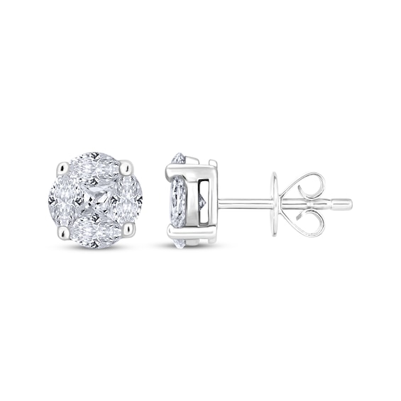 Princess & Marquise-Cut Multi-Diamond Stud Earrings 1/4 ct tw Sterling Silver