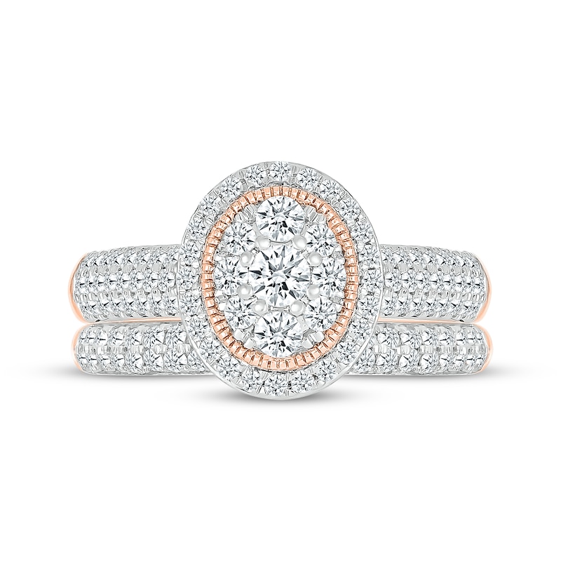 Main Image 4 of Adore Multi-Diamond Oval Frame Bridal Set 7/8 ct tw 10K Rose Gold