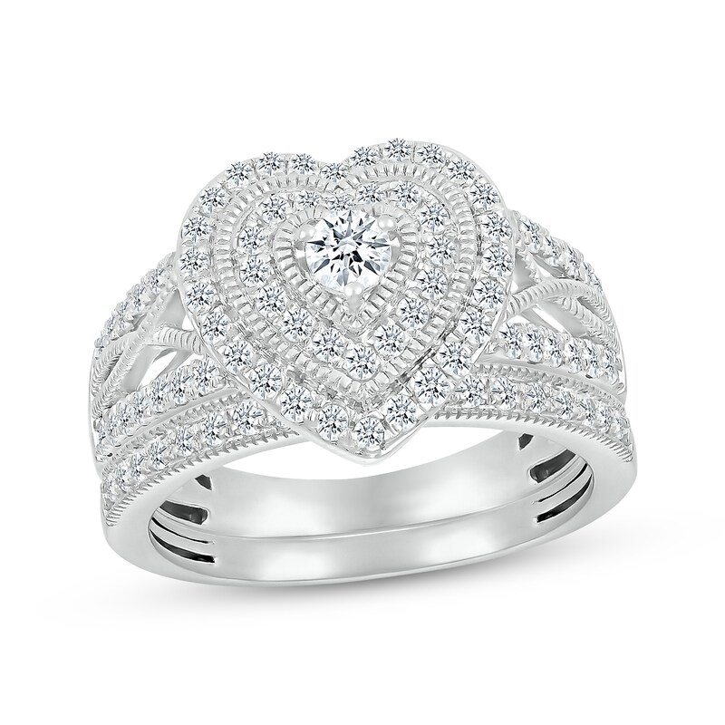 Main Image 1 of Adore Multi-Diamond Heart-Shaped Bridal Set 1 ct tw 10K White Gold