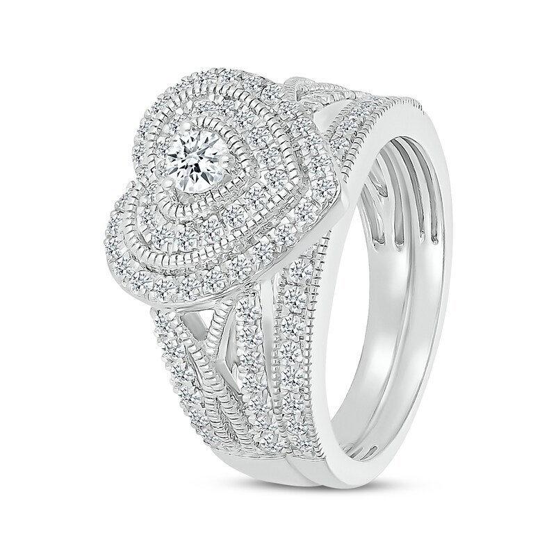 Main Image 2 of Adore Multi-Diamond Heart-Shaped Bridal Set 1 ct tw 10K White Gold