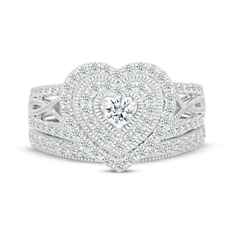 Main Image 4 of Adore Multi-Diamond Heart-Shaped Bridal Set 1 ct tw 10K White Gold