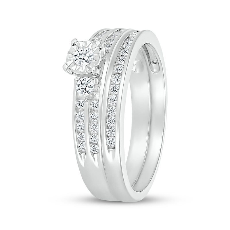Main Image 2 of Adore Round-Cut Diamond Three-Stone Bridal Set 1/5 ct tw 10K White Gold