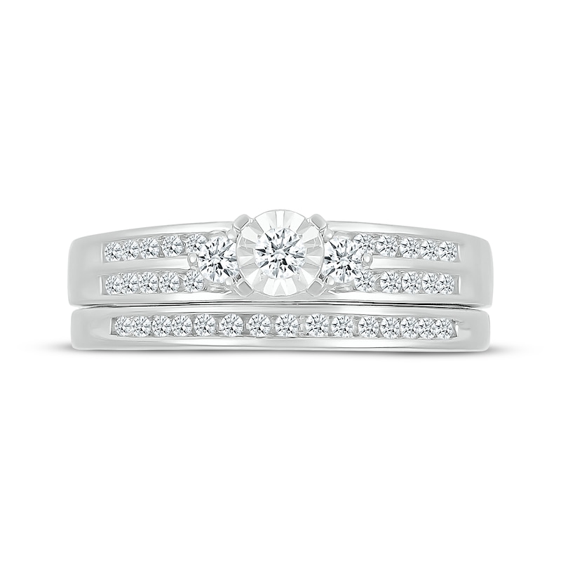 Main Image 4 of Adore Round-Cut Diamond Three-Stone Bridal Set 1/5 ct tw 10K White Gold