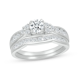 Adore Round-Cut Diamond Trios Bridal Set 7/8 ct tw 10K White Gold