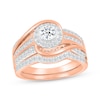 Thumbnail Image 1 of Adore Round-Cut Diamond Halo Bypass Bridal Set 5/8 ct tw 10K Rose Gold