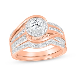 Adore Round-Cut Diamond Halo Bypass Bridal Set 5/8 ct tw 10K Rose Gold