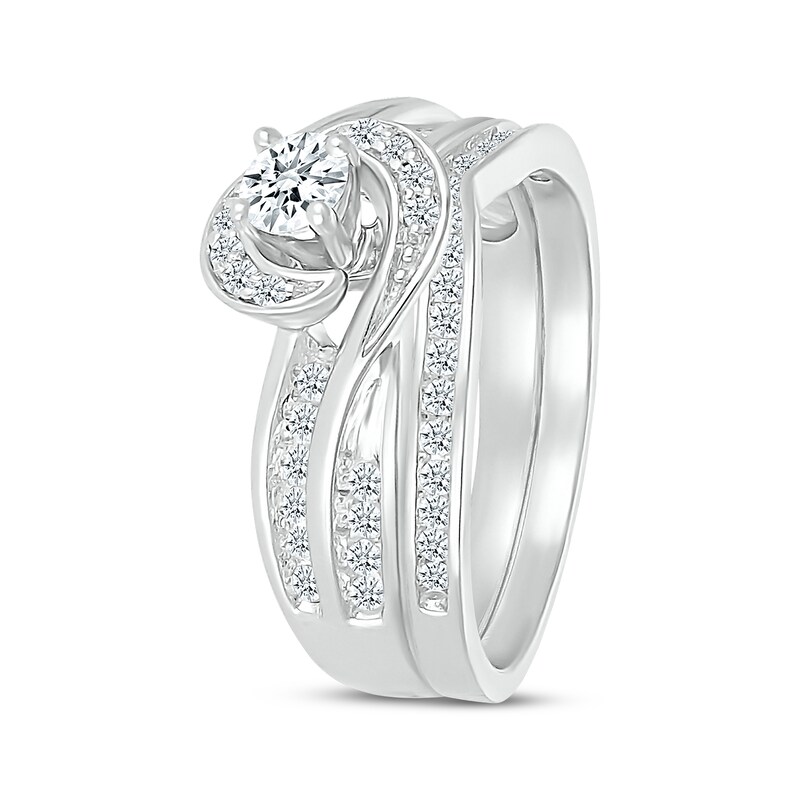 Main Image 2 of Adore Round-Cut Diamond Bypass Bridal Set 3/8 ct tw 10K White Gold