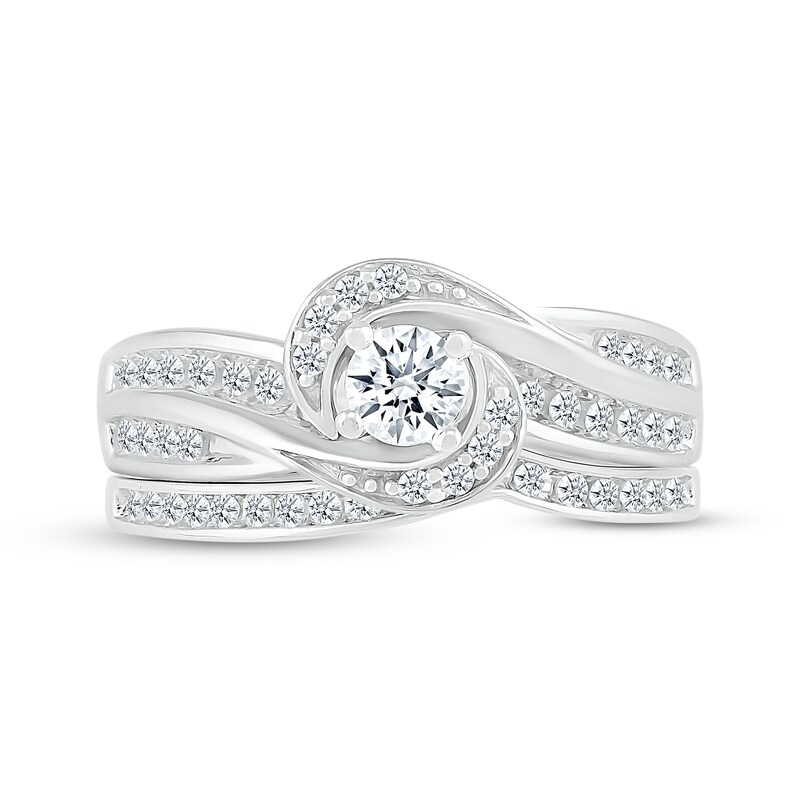 Main Image 4 of Adore Round-Cut Diamond Bypass Bridal Set 3/8 ct tw 10K White Gold