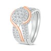 Thumbnail Image 2 of Adore Multi-Diamond Bypass Halo Round-Cut Bridal Set 7/8 ct tw 10K Two-Tone Gold