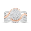 Thumbnail Image 4 of Adore Multi-Diamond Bypass Halo Round-Cut Bridal Set 7/8 ct tw 10K Two-Tone Gold