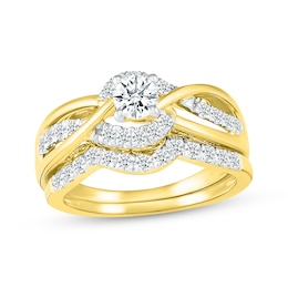 Adore Round-Cut Diamond Bypass Bridal Set 3/4 ct tw 10K Yellow Gold