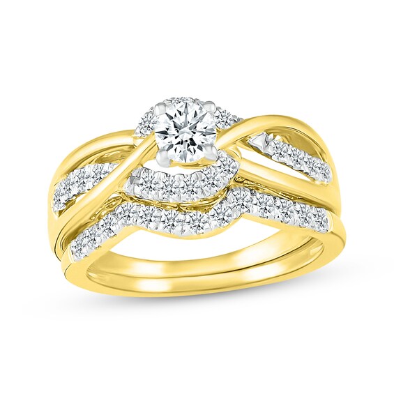 Adore Round-Cut Diamond Bypass Bridal Set 3/4 ct tw 10K Yellow Gold
