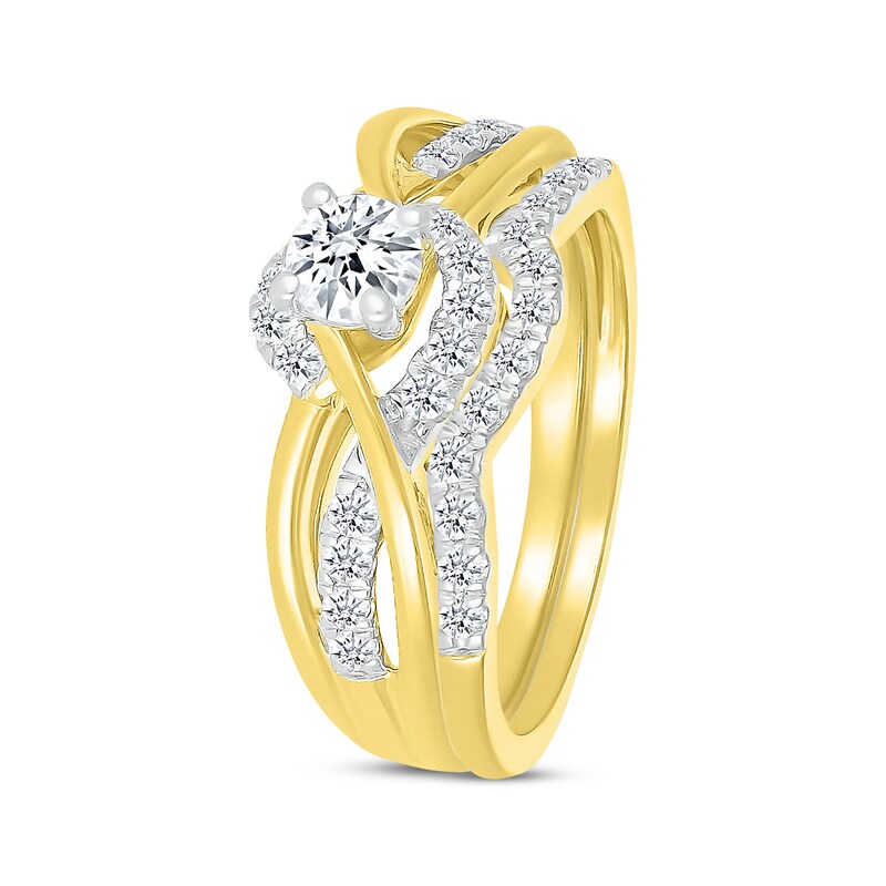 Main Image 2 of Adore Round-Cut Diamond Bypass Bridal Set 3/4 ct tw 10K Yellow Gold