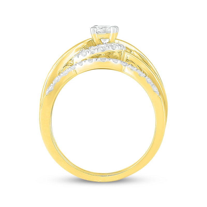 Main Image 3 of Adore Round-Cut Diamond Bypass Bridal Set 3/4 ct tw 10K Yellow Gold