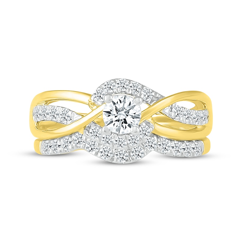 Main Image 4 of Adore Round-Cut Diamond Bypass Bridal Set 3/4 ct tw 10K Yellow Gold