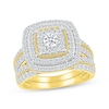 Thumbnail Image 0 of Multi-Diamond Cushion-Shaped Bridal Set 1-1/4 ct tw 10K Yellow Gold