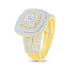 Thumbnail Image 1 of Multi-Diamond Cushion-Shaped Bridal Set 1-1/4 ct tw 10K Yellow Gold