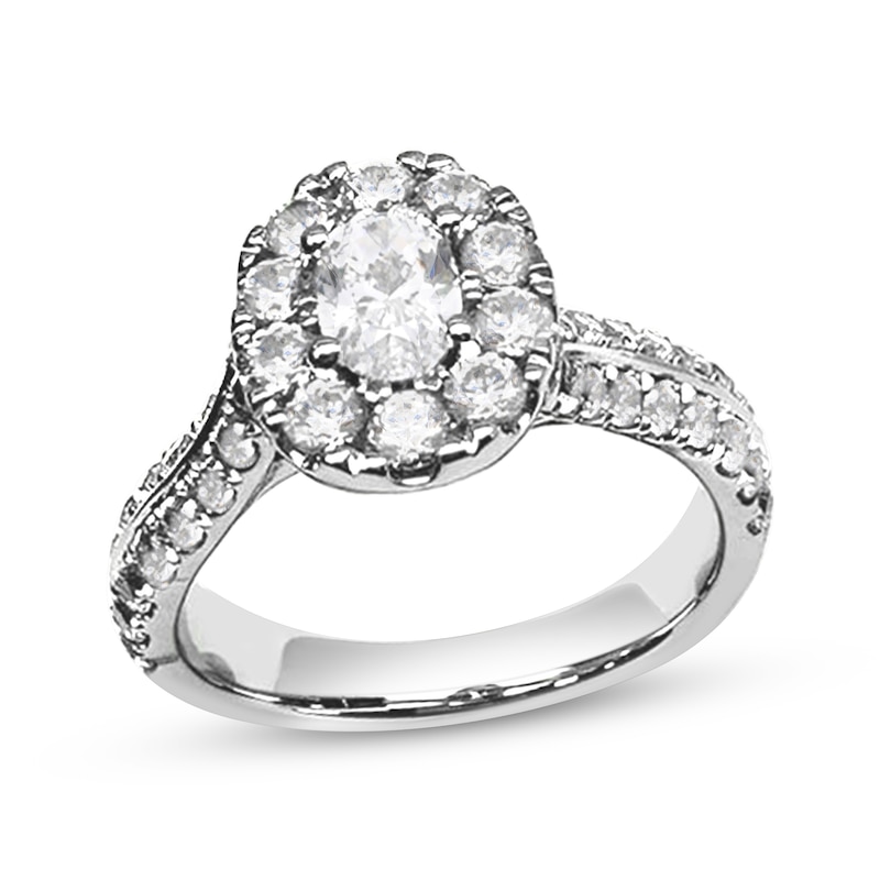 Oval-Cut Diamond Halo Engagement Ring 1-1/2 ct tw 14K White Gold