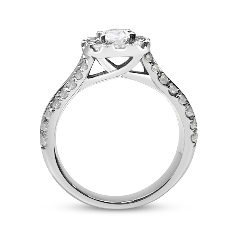 Oval-Cut Diamond Halo Engagement Ring 1-1/2 ct tw 14K White Gold