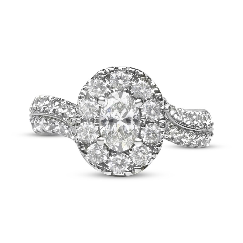 Oval-Cut Diamond Halo Engagement Ring 1-1/2 ct tw 14K White Gold