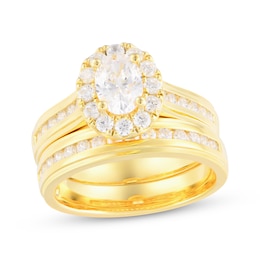 Adore Oval-Cut Diamond Halo Bridal Set 1-1/2 ct tw 14K Yellow Gold