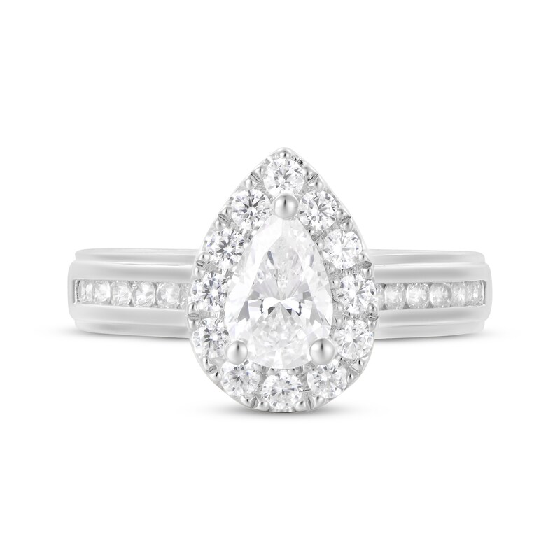 Main Image 4 of Adore Pear-Shaped Diamond Halo Bridal Set 1-1/2 ct tw 14K White Gold