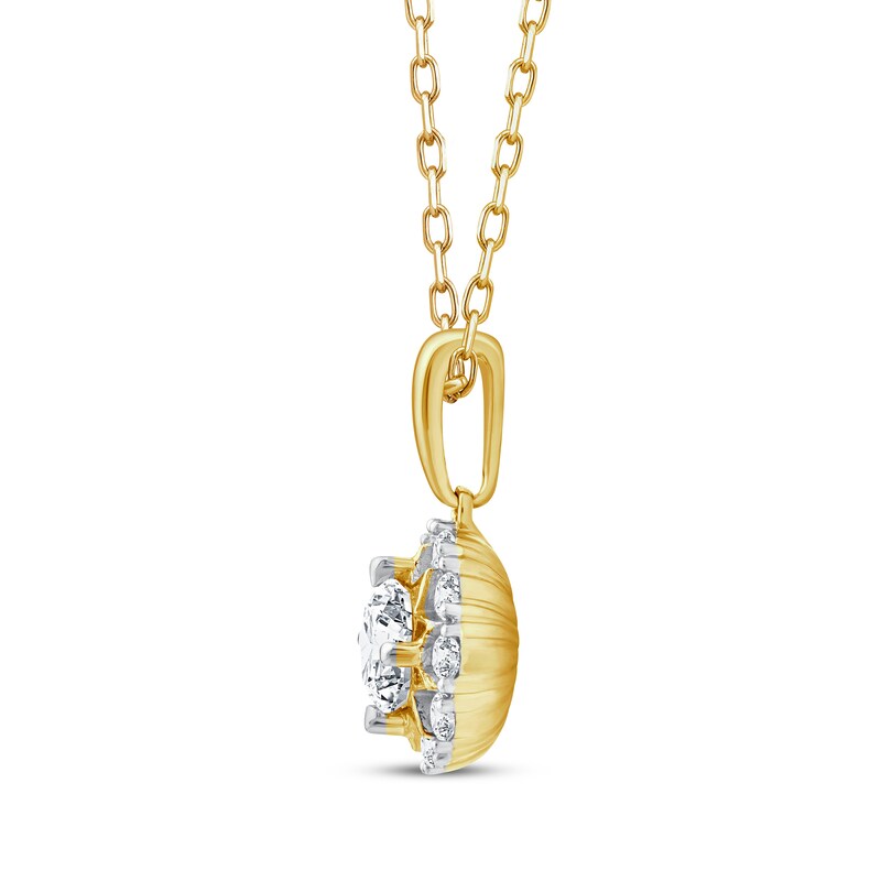 Main Image 2 of Lab-Grown Diamond Star Halo Necklace 1/2 ct tw 10K Yellow Gold 18"