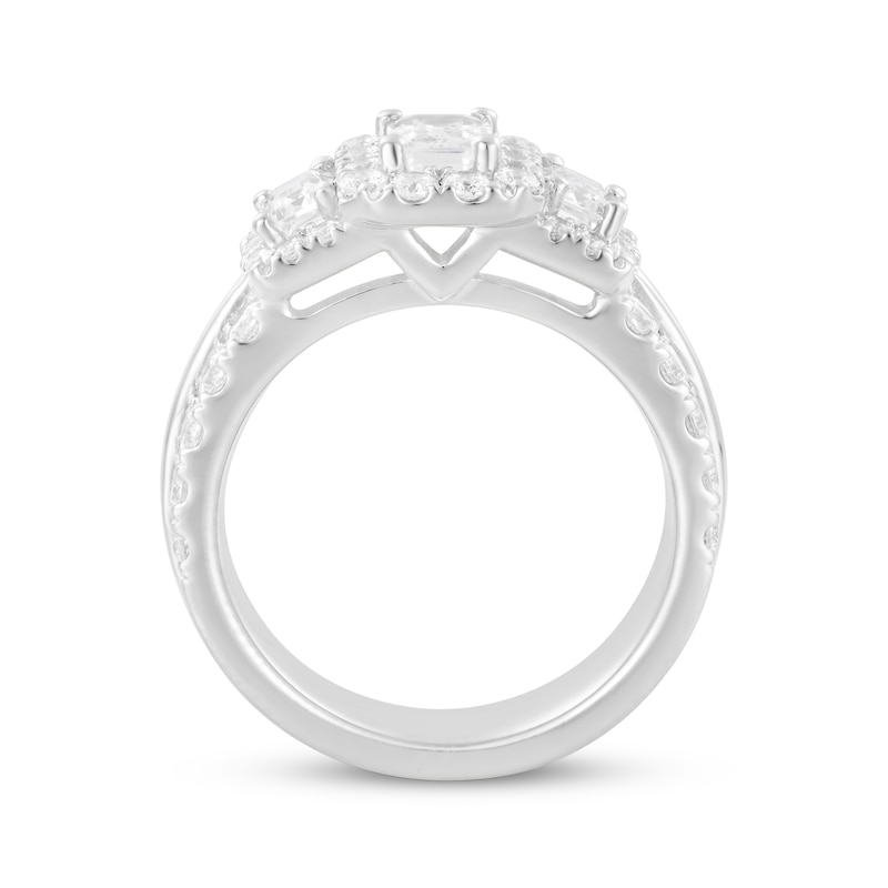 Main Image 3 of Adore Emerald-Cut Diamond Three-Stone Engagement Ring 2 ct tw 14K White Gold