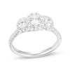 Thumbnail Image 1 of Adore Oval-Cut Diamond Three-Stone Halo Engagement Ring 1 ct tw 14K White Gold
