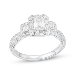 Adore Emerald-Cut Diamond Three-Stone Engagement Ring 1-1/4 ct tw 14K White Gold