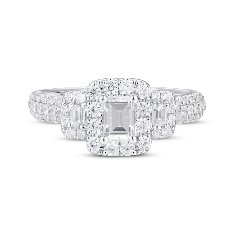 Emerald-Cut Diamond Three-Stone Engagement Ring 1-1/4 ct tw 14K White Gold