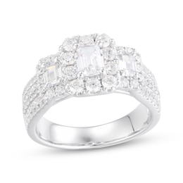 Adore Emerald-Cut Diamond Three-Stone Wide Shank Engagement Ring 2 ct tw 14K White Gold