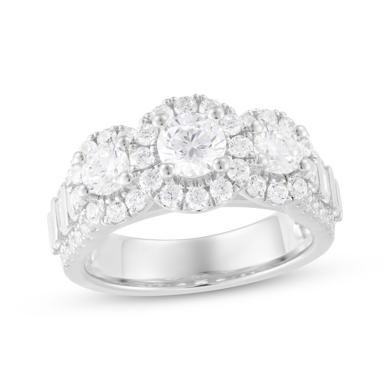 Main Image 1 of Adore Round Diamond Three-Stone Engagement Ring 2-1/4 ct tw 14K White Gold