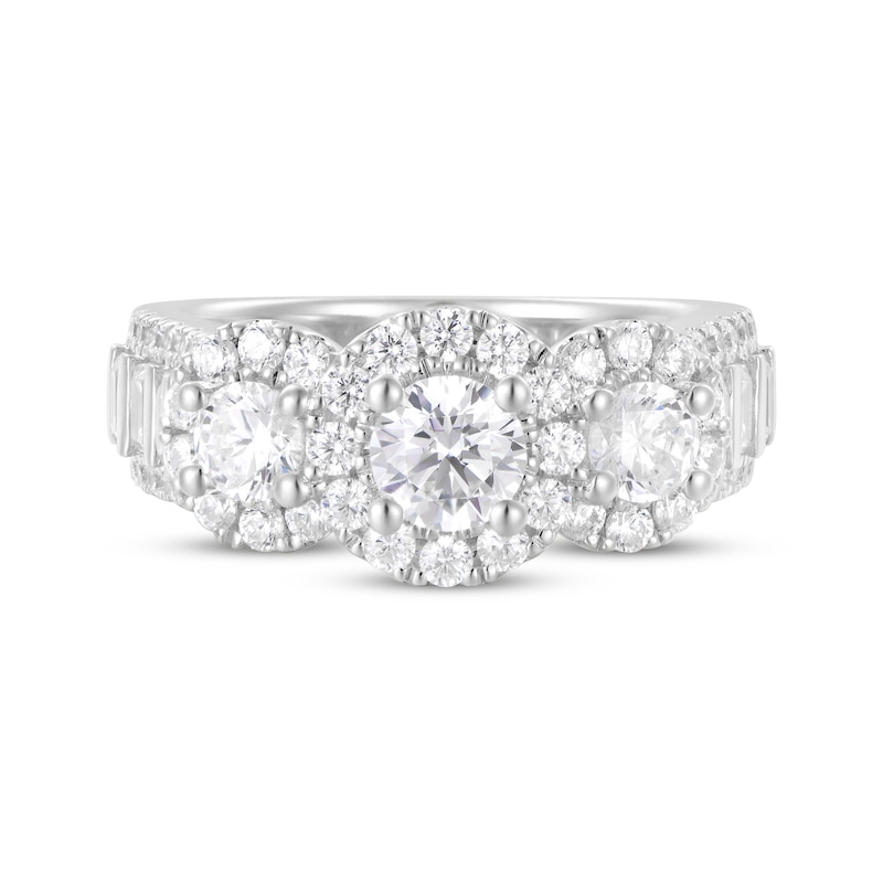Main Image 4 of Adore Round Diamond Three-Stone Engagement Ring 2-1/4 ct tw 14K White Gold