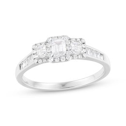 Adore Emerald-Cut Diamond Three-Stone Engagement Ring 3/4 ct tw 14K White Gold