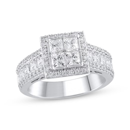 Adore Princess-Cut Quad Diamond Engagement Ring 2-1/3 ct tw 14K White Gold