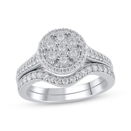 Adore Multi-Diamond Center Bridal Set 1/2 ct tw 14K White Gold