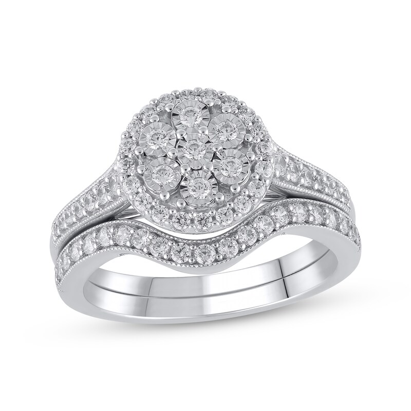 Main Image 1 of Adore Multi-Diamond Center Bridal Set 1/2 ct tw 14K White Gold