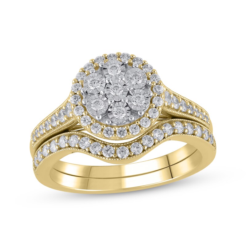 Main Image 1 of Adore Multi-Diamond Center Bridal Set 1/2 ct tw 14K Yellow Gold