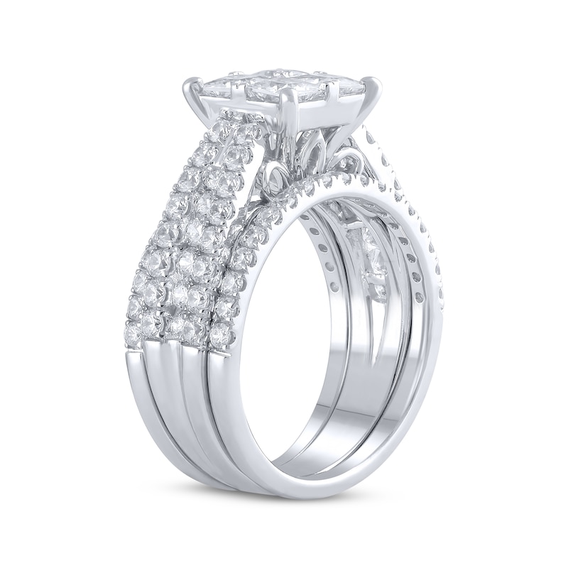 Main Image 2 of Adore Princess-Cut Quad Diamond Three-Piece Bridal Set 2-3/4 ct tw 14K White Gold
