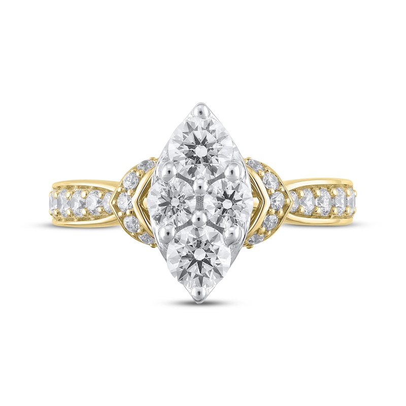 Main Image 3 of Adore Multi-Diamond Center Marquise-Shaped Engagement Ring 1-1/4 ct tw 14K Yellow Gold